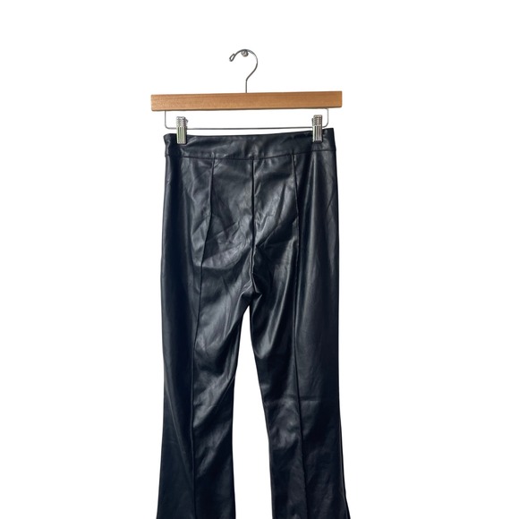 Princess‎ Polly Black Faux Leather Flare Pants Size 0 High Waisted Grunge Goth - Picture 6 of 9